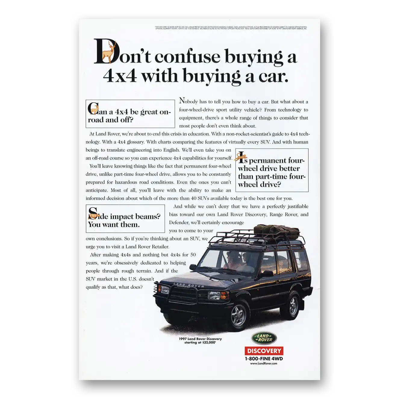 1997 Land Rover Confuse Buying a 4x4 Vintage Magazine Print Ad