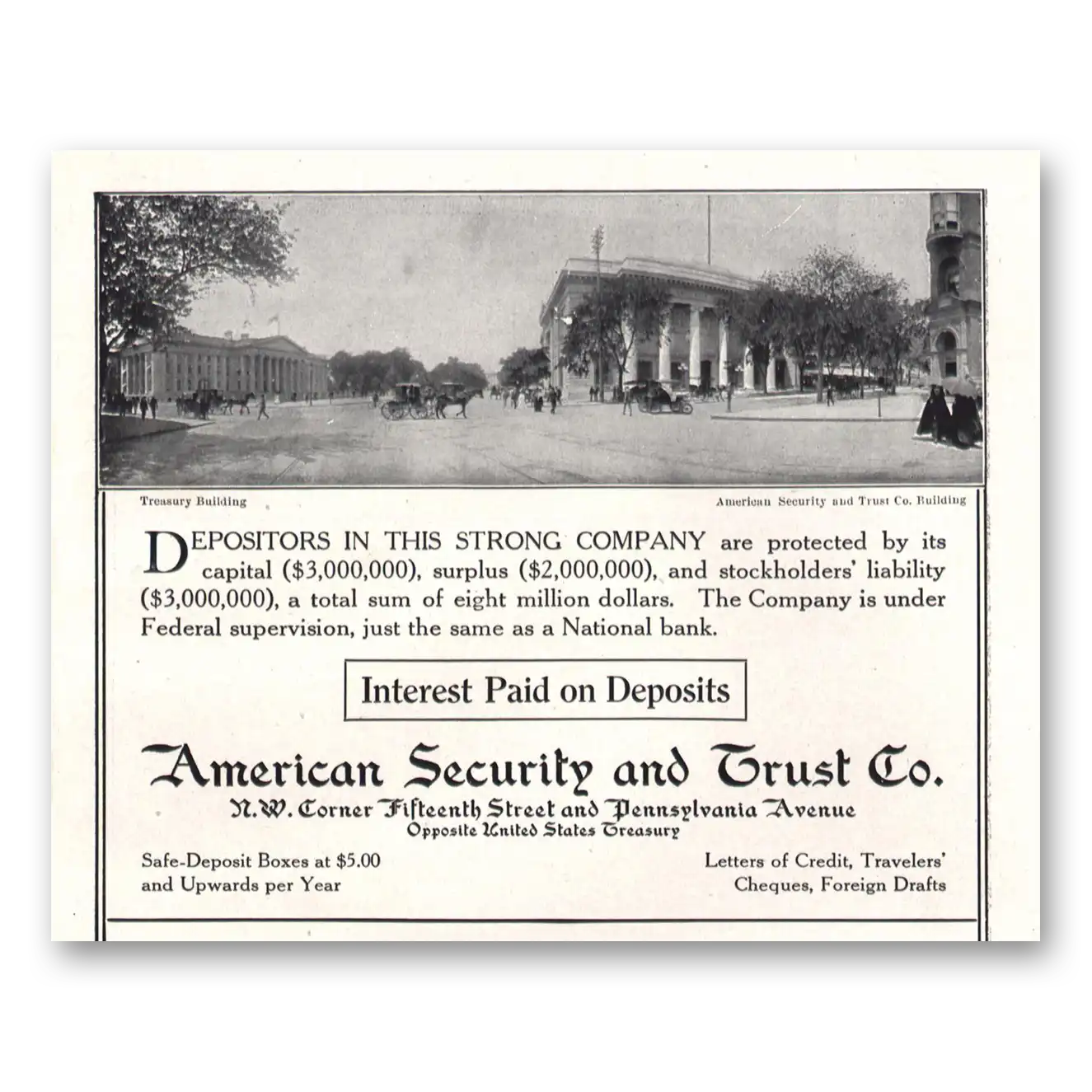 1910 American Security and Trust Depositors In Strong Company Vintage Magazine Print Ad