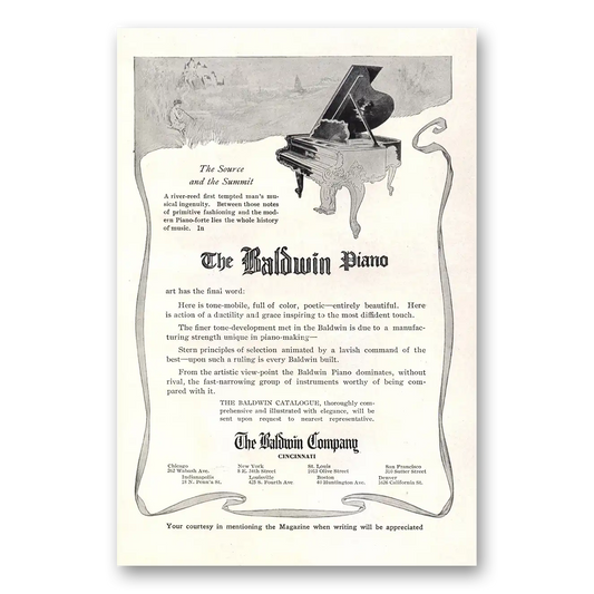 1910 Baldwin Piano Source and the Summit Vintage Magazine Print Ad