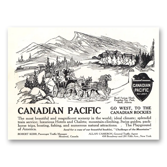 1910 Canadian Pacific Go West Canadian Rockies Vintage Magazine Print Ad