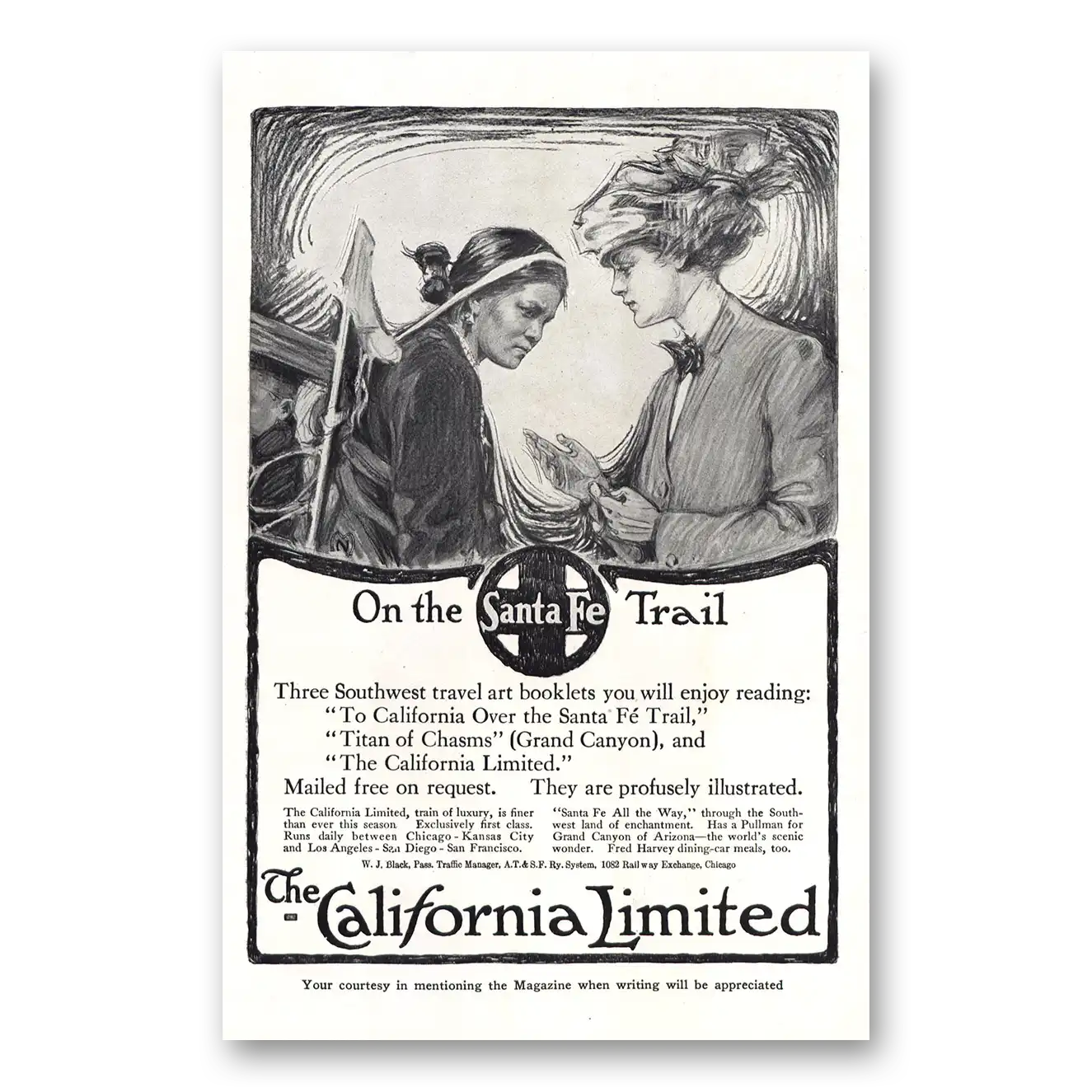 1910 Santa Fe Railway On the Santa Fe Trail Vintage Magazine Print Ad