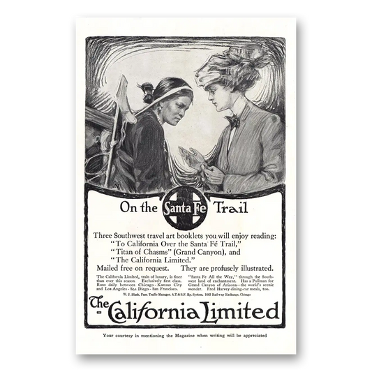 1910 Santa Fe Railway On the Santa Fe Trail Vintage Magazine Print Ad