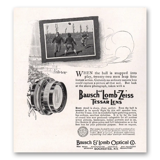 1911 Bausch & Lomb Tessar Lens Zeiss Tessar Lens Vintage Magazine Print Ad