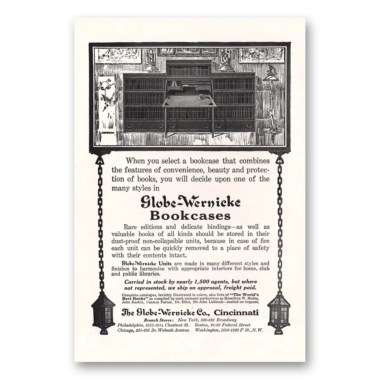 1911 Globe Wernicke When You Select a Bookcase Vintage Magazine Print Ad