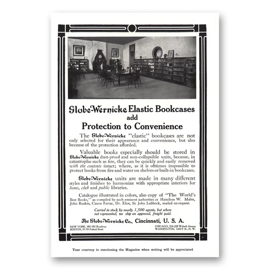 1911 Globe Wernicke Elastic Bookcases Vintage Magazine Print Ad