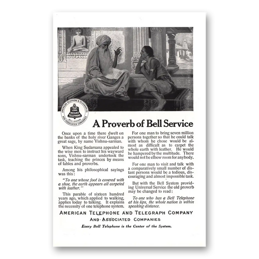 1912 American Telephone Proverb of Bell Service Vintage Magazine Print Ad