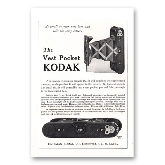 1912 Kodak Vest Pocket Miniature Kodak Vintage Magazine Print Ad