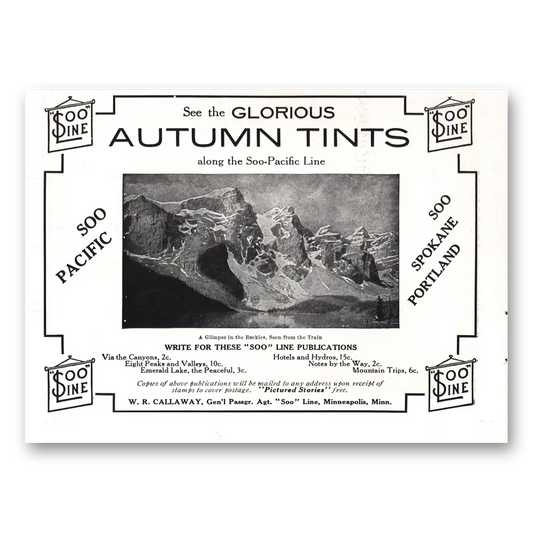 1912 Soo Line Autumn Tints Vintage Magazine Print Ad