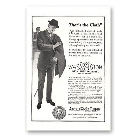 1912 American Woolen Company Thats the Cloth Vintage Magazine Print Ad