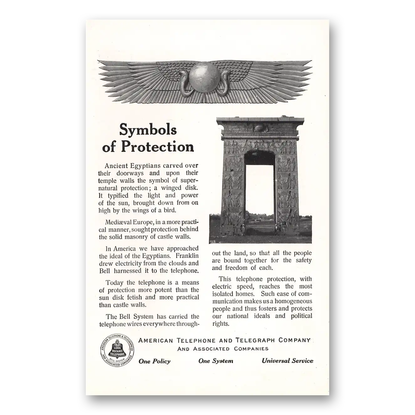 1913 American Telephone Symbols of Protection Vintage Magazine Print Ad