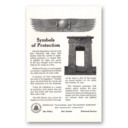 1913 American Telephone Symbols of Protection Vintage Magazine Print Ad