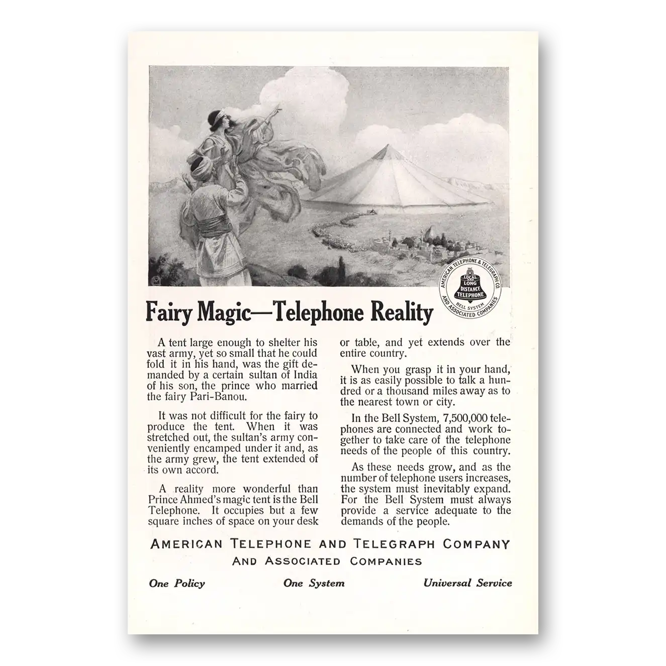 1913 American Telephone Fairy Magic Telephone Reality Vintage Magazine Print Ad