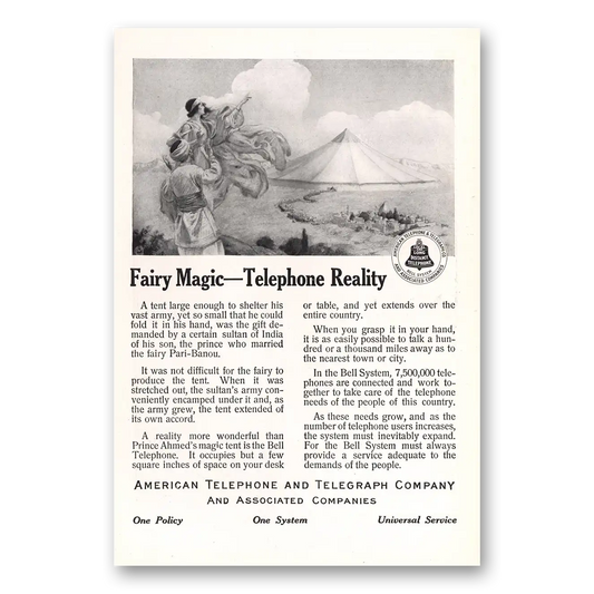 1913 American Telephone Fairy Magic Telephone Reality Vintage Magazine Print Ad