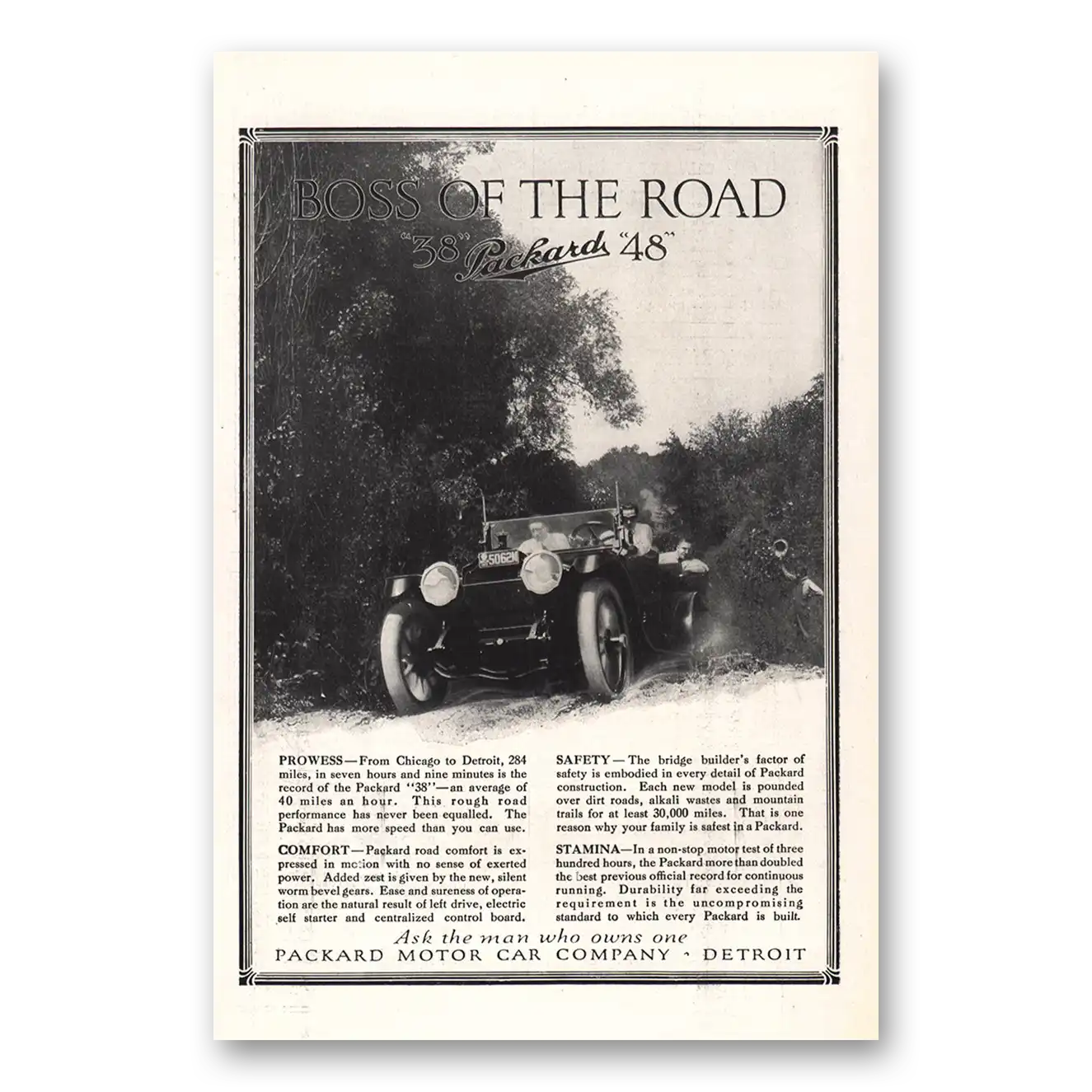 1913 Packard 38 Boss of the Road Vintage Magazine Print Ad