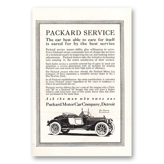 1913 Packard Car Best Able to Care for Itself Vintage Magazine Print Ad