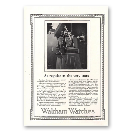 1913 Waltham Watch As Regular As the Very Stars Vintage Magazine Print Ad