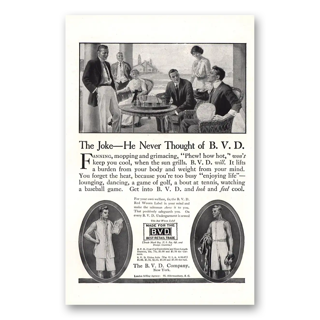 1914 BVD Company Joke He Never Thought Of Vintage Magazine Print Ad