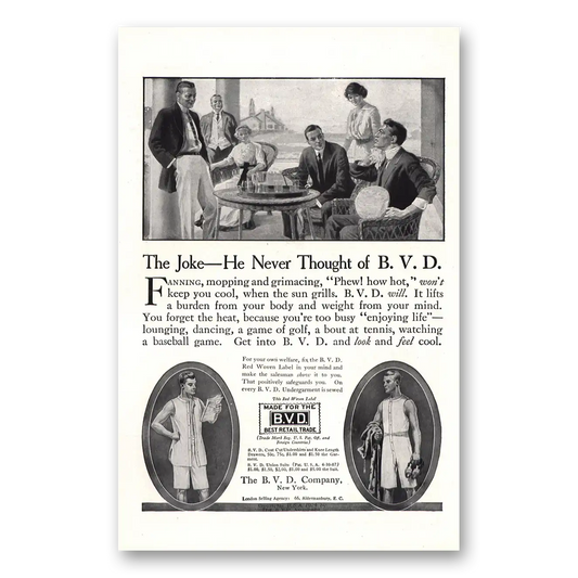 1914 BVD Company Joke He Never Thought Of Vintage Magazine Print Ad