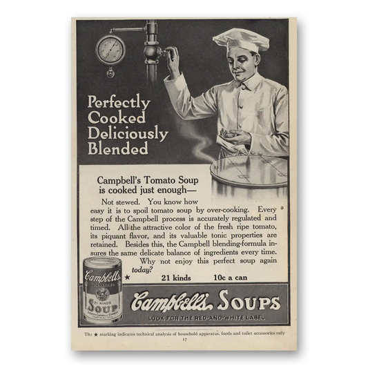 1914 Campbells Tomato Soup Perfectly Cooked Deliciously Blended Vintage Magazine Print Ad