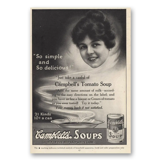 1914 Campbells Tomato Soup Simple Delicious Vintage Magazine Print Ad