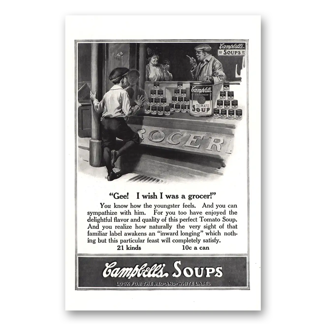 1914 Campbells Soup Gee I Wish I Was a Grocer Vintage Magazine Print Ad