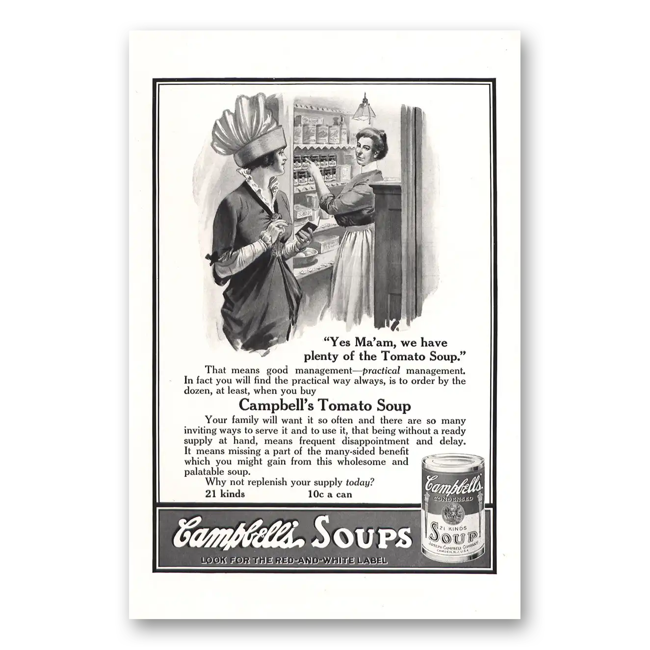 1914 Campbells Tomato Soup Yes Maam We Have Plenty Vintage Magazine Print Ad