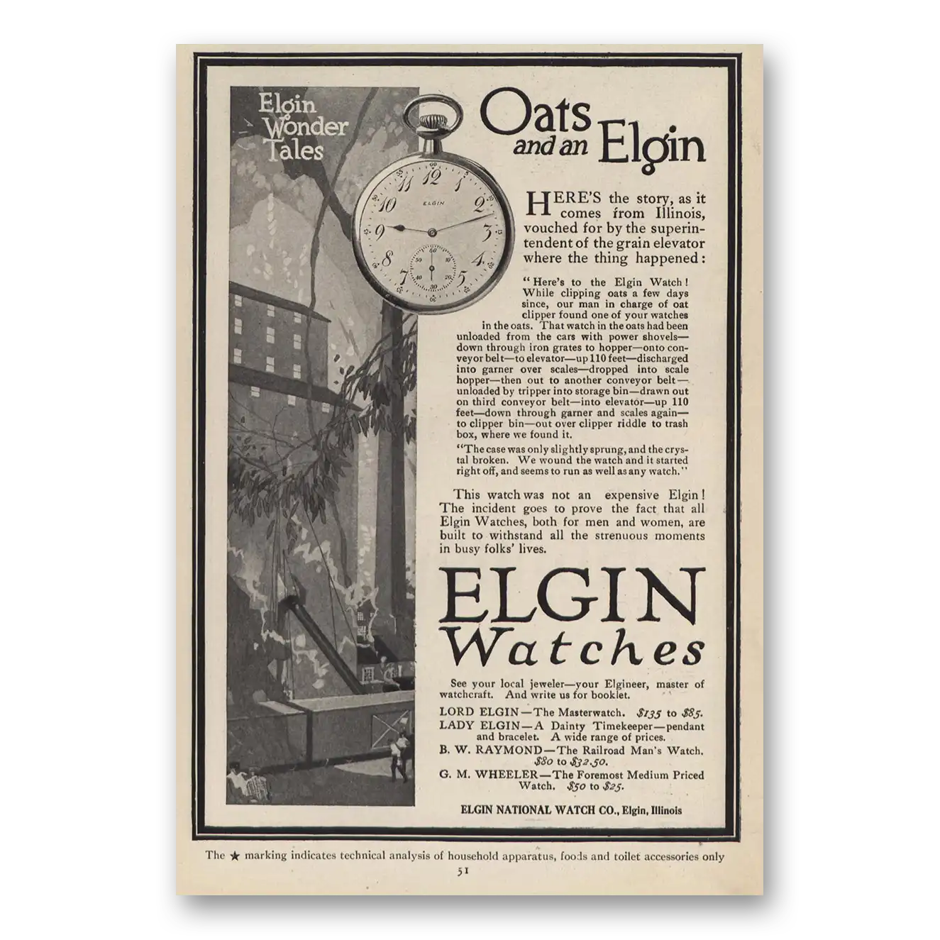 1914 Elgin Watch Oats and an Elgin Vintage Magazine Print Ad