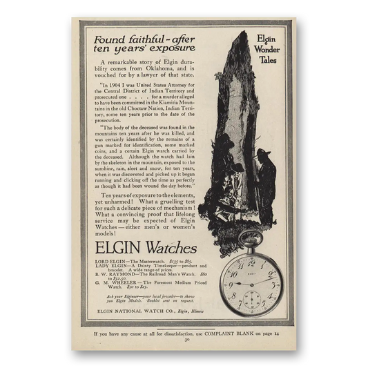 1914 Elgin Watch Found Faithful After Ten Years Vintage Magazine Print Ad