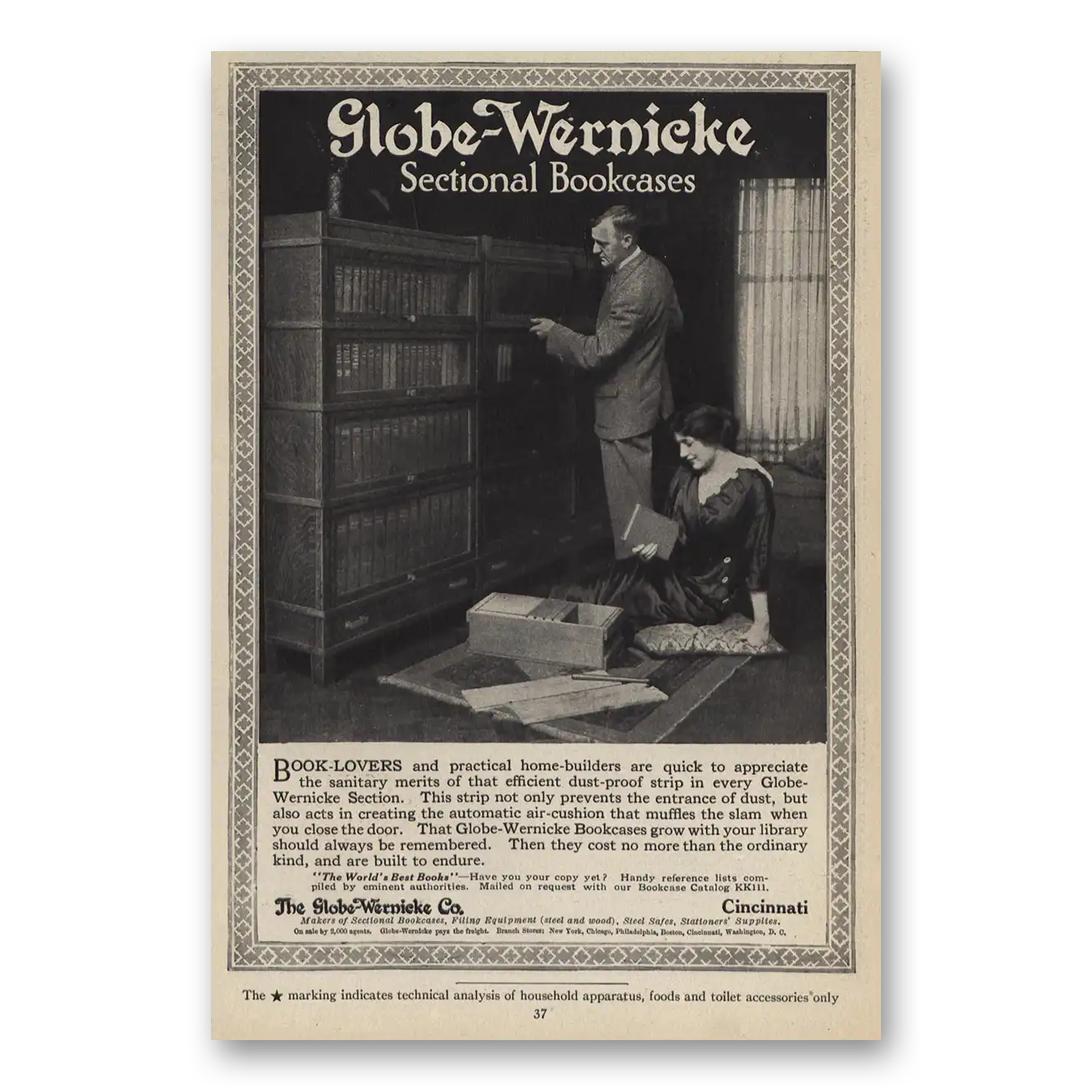 1914 Globe Wernicke Book Lovers Practical Home Builders Vintage Magazine Print Ad