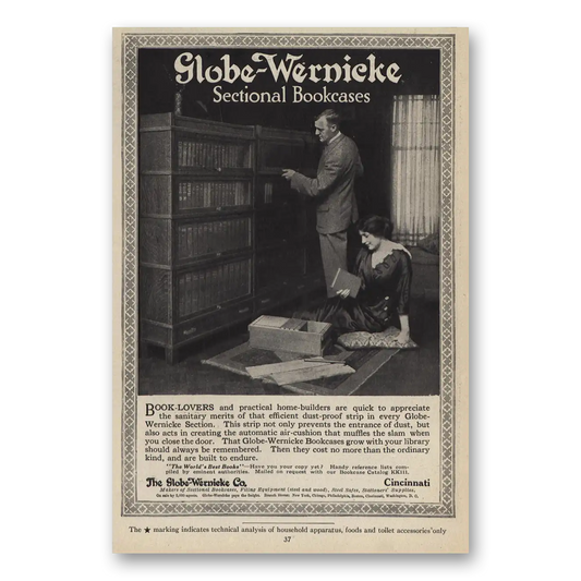 1914 Globe Wernicke Book Lovers Practical Home Builders Vintage Magazine Print Ad