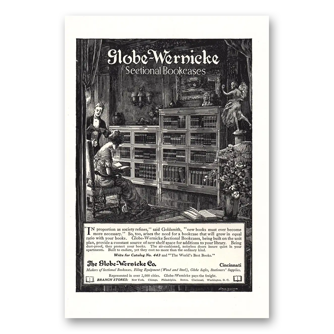 1914 Globe Wernicke Proportion As Society Refines Vintage Magazine Print Ad