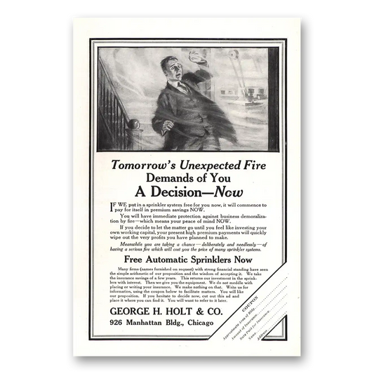 1914 George H  Holt Automatic Sprinklers Vintage Magazine Print Ad