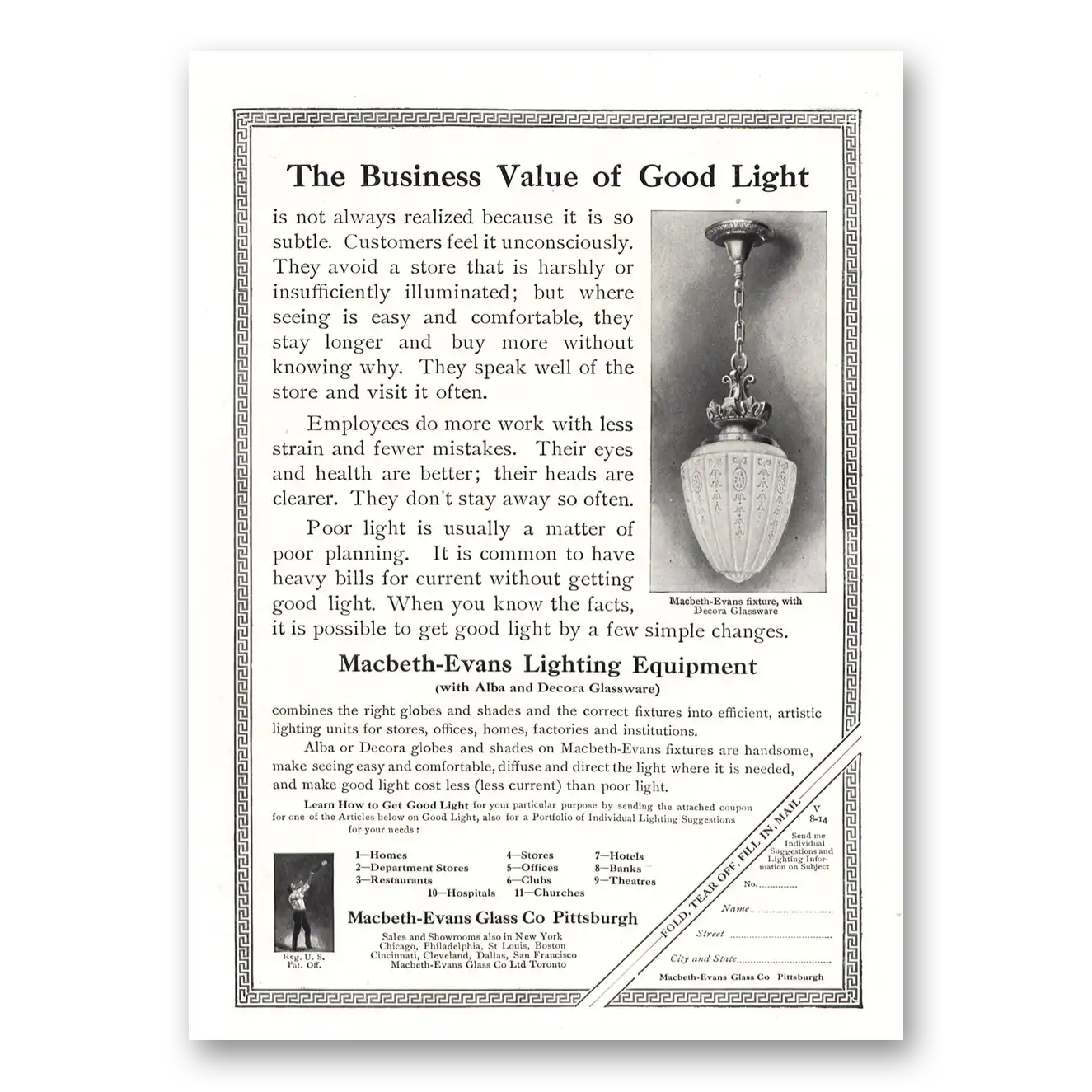 1914 Macbeth Evans Lighting Equipment Business Value Good Light Vintage Magazine Print Ad