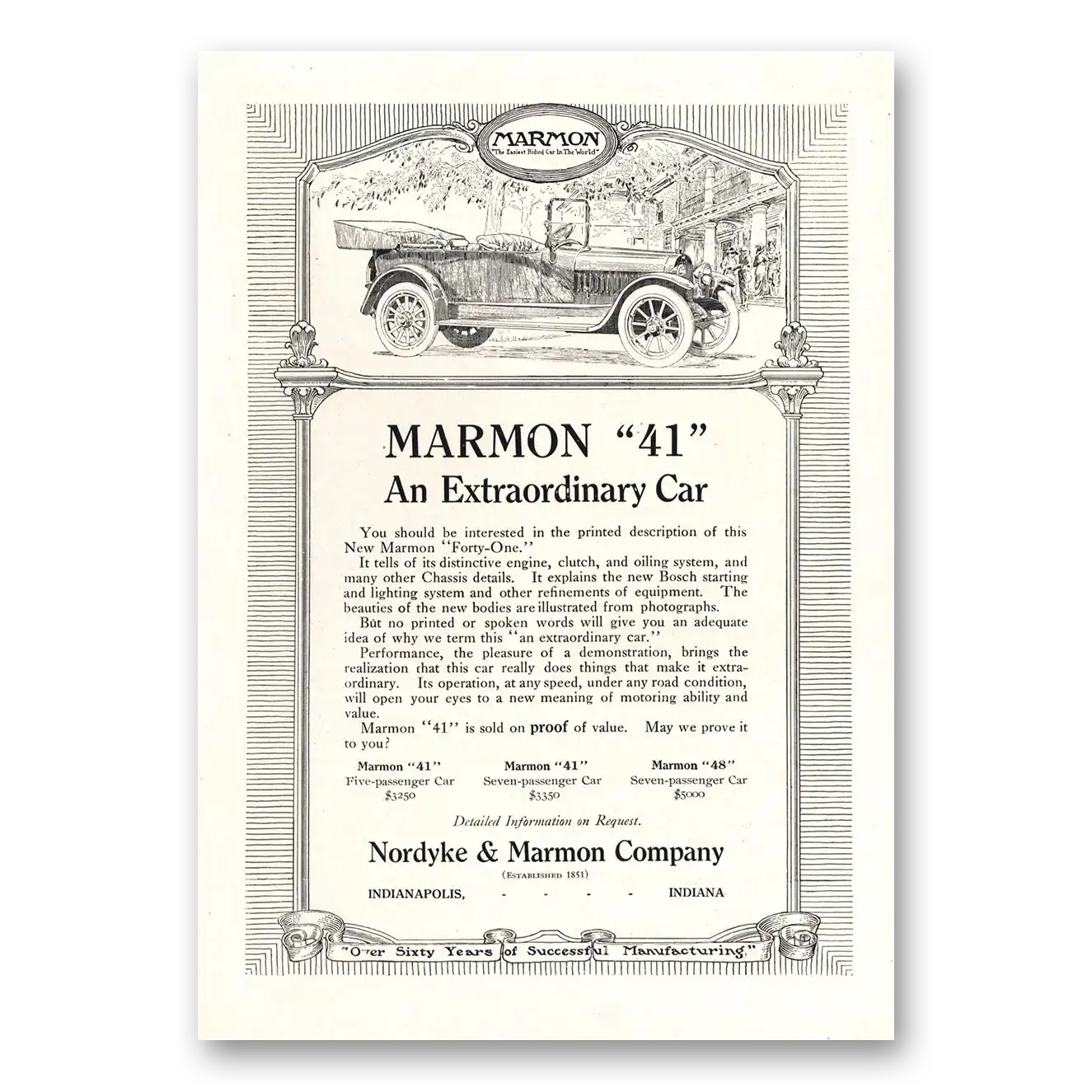 1914 Marmon 41 An Extraordinary Car Vintage Magazine Print Ad