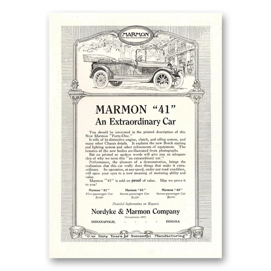 1914 Marmon 41 An Extraordinary Car Vintage Magazine Print Ad