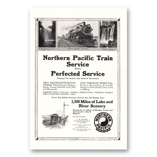 1914 Northern Pacific Railway Lake River Scenery Vintage Magazine Print Ad