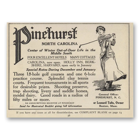 1914 Pinehurst North Carolina Winter Out of Door Life Vintage Magazine Print Ad