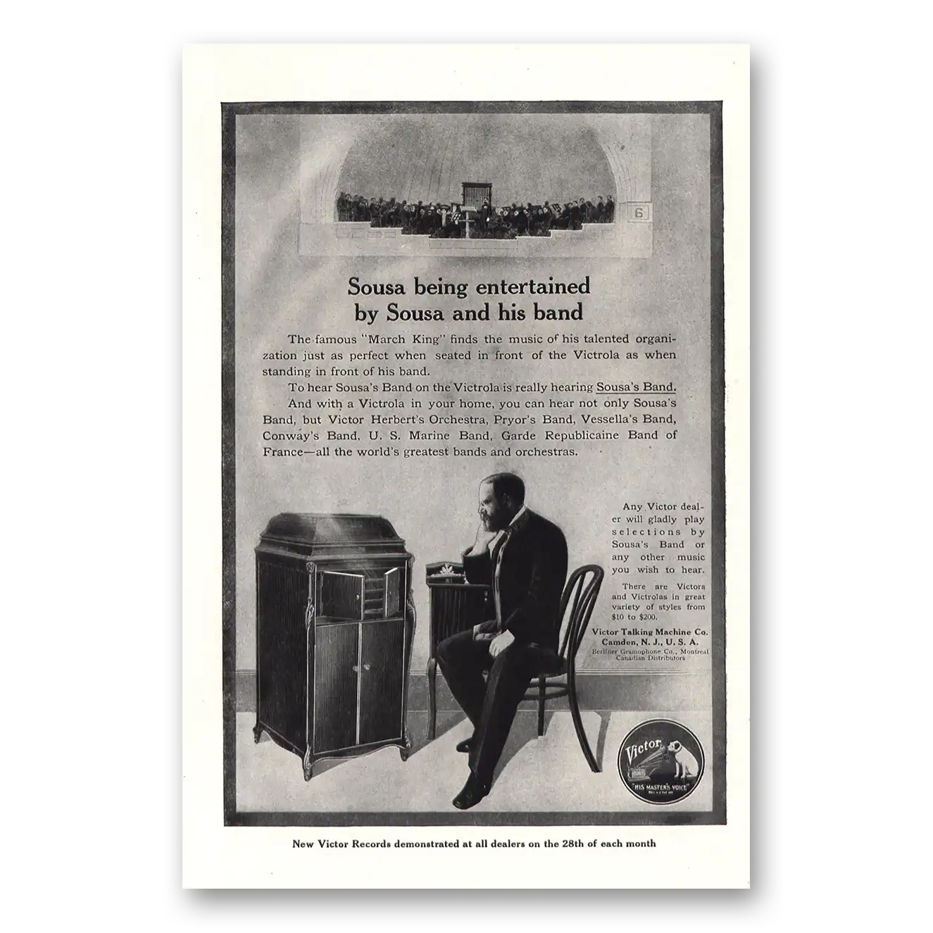 1914 Victor Records Sousa Being Entertained Vintage Magazine Print Ad