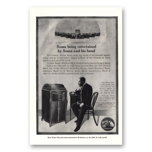 1914 Victor Records Sousa Being Entertained Vintage Magazine Print Ad