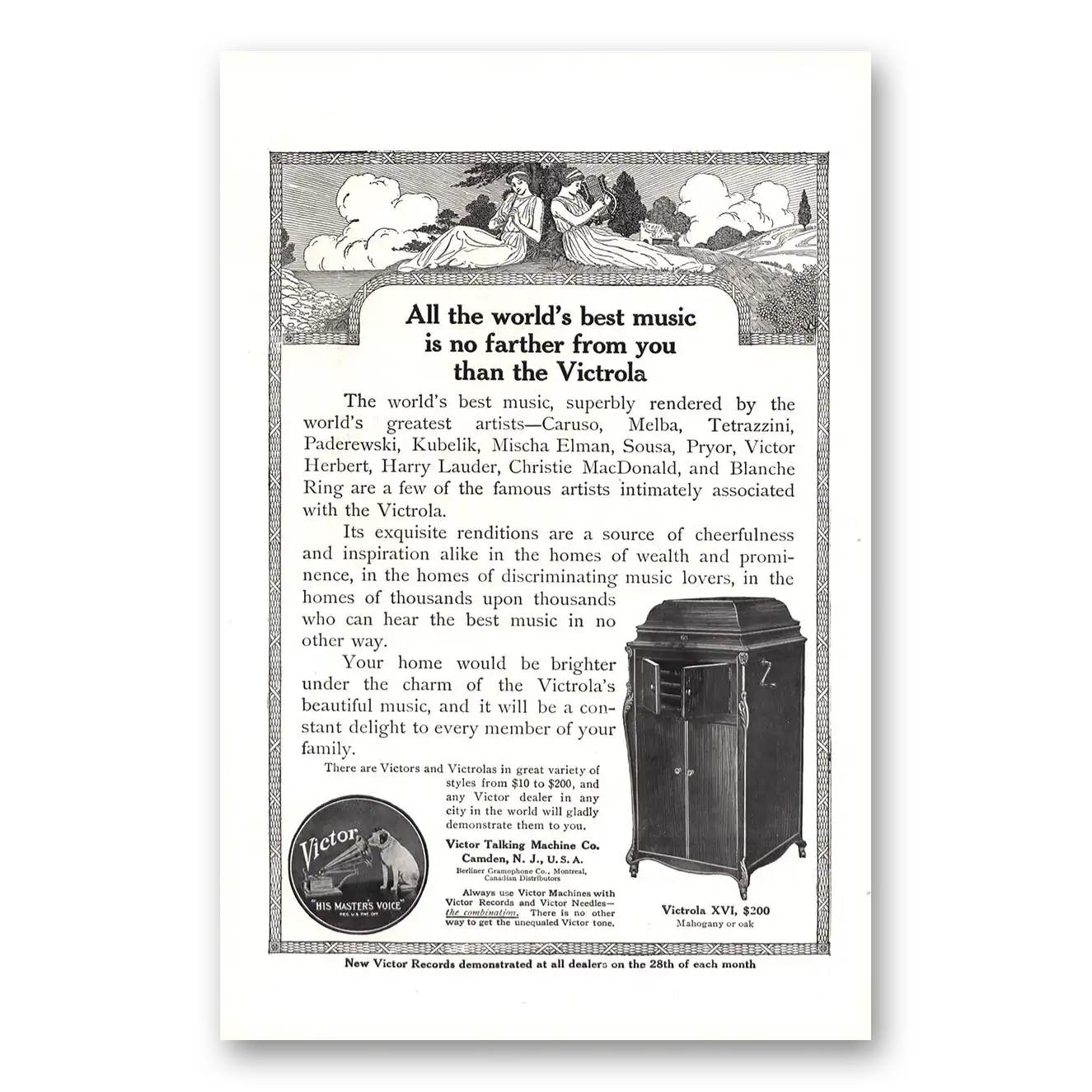 1914 Victrola All the Worlds Best Music Vintage Magazine Print Ad