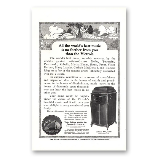 1914 Victrola All the Worlds Best Music Vintage Magazine Print Ad