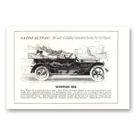 1914 Winston Six Practically Built to Order Vintage Magazine Print Ad