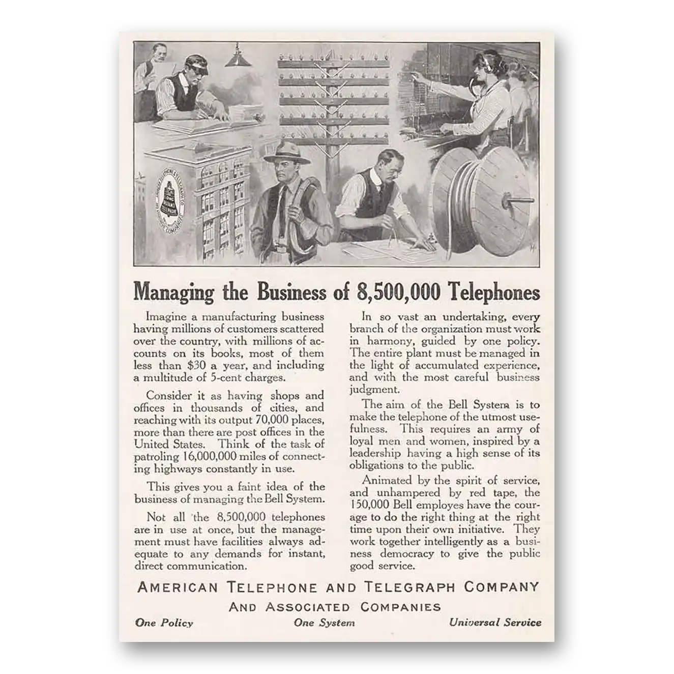 1915 American Telephone Managing the Business Vintage Magazine Print Ad