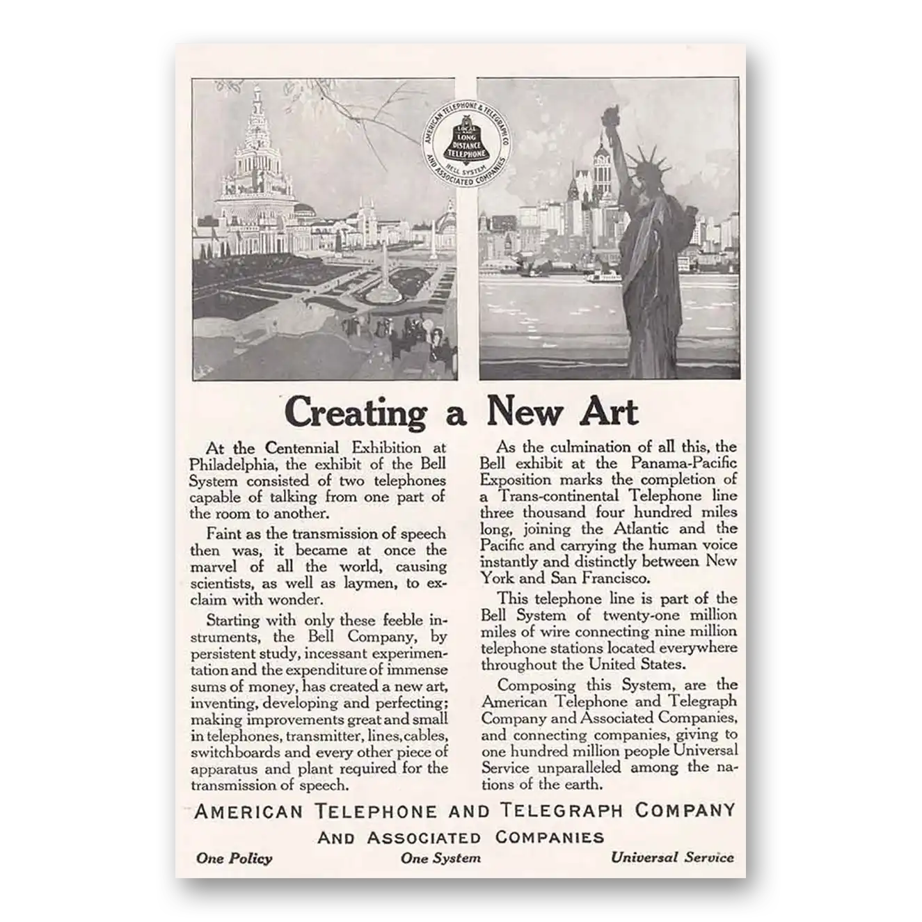 1915 American Telephone Creating a New Art Vintage Magazine Print Ad