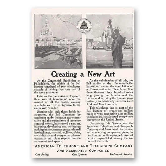 1915 American Telephone Creating a New Art Vintage Magazine Print Ad