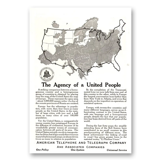 1915 American Telephone Agency of United People Vintage Magazine Print Ad