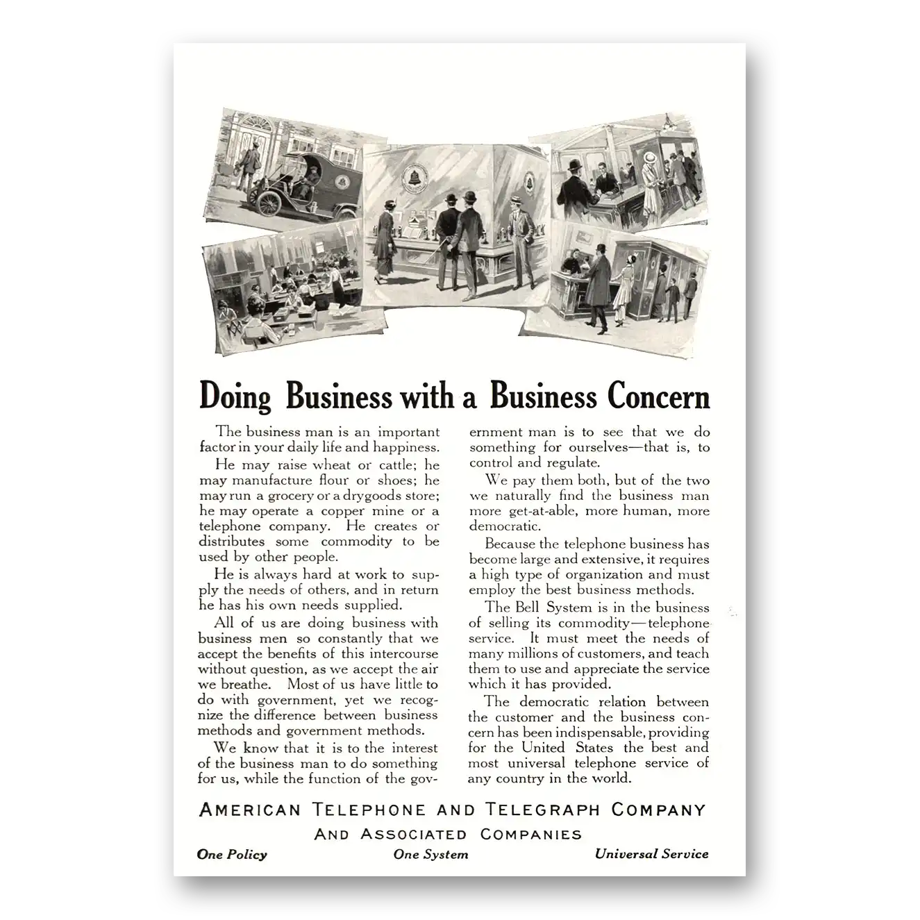 1915 American Telephone Doing Business With Business Concern Vintage Magazine Print Ad