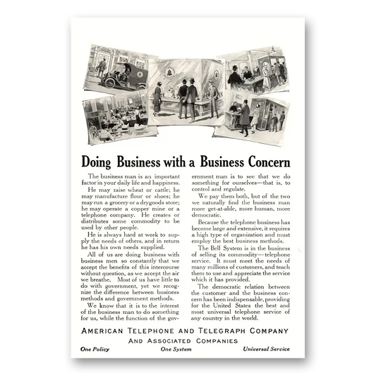 1915 American Telephone Doing Business With Business Concern Vintage Magazine Print Ad