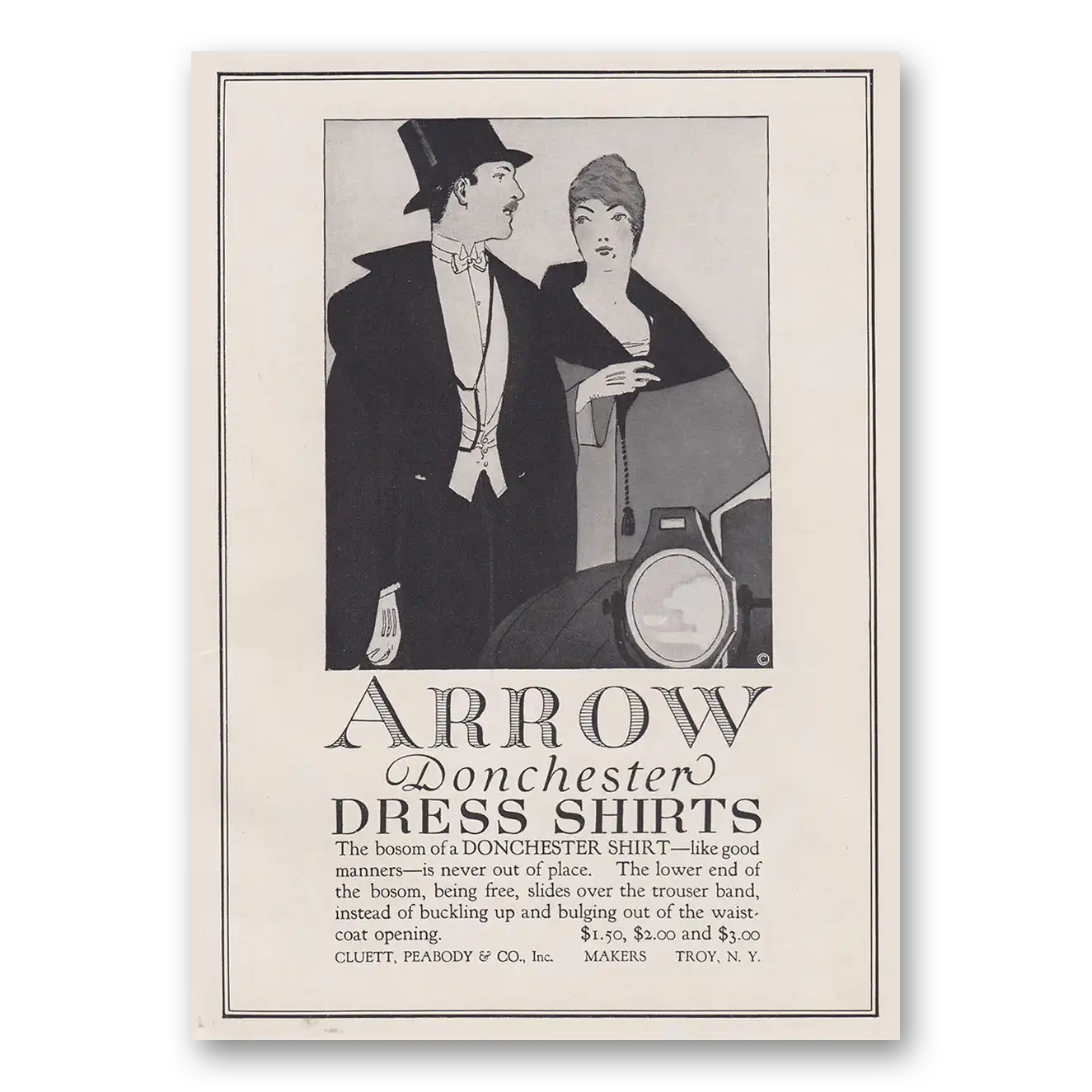 1915 Arrow Shirts Donchester Dress Shirts Vintage Magazine Print Ad