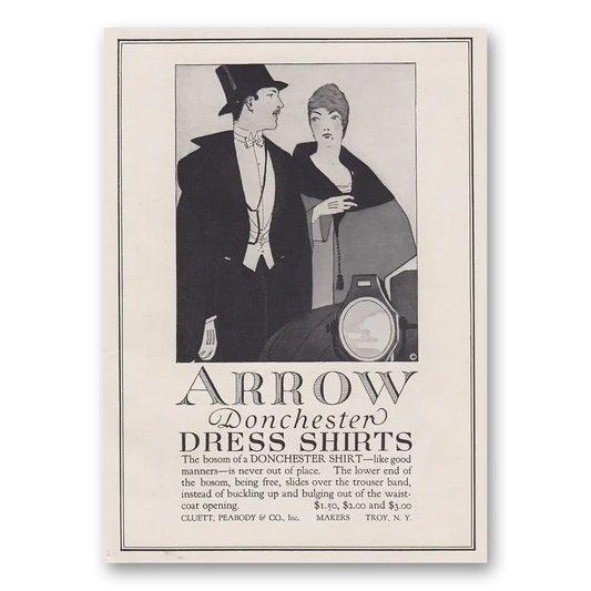 1915 Arrow Shirts Donchester Dress Shirts Vintage Magazine Print Ad